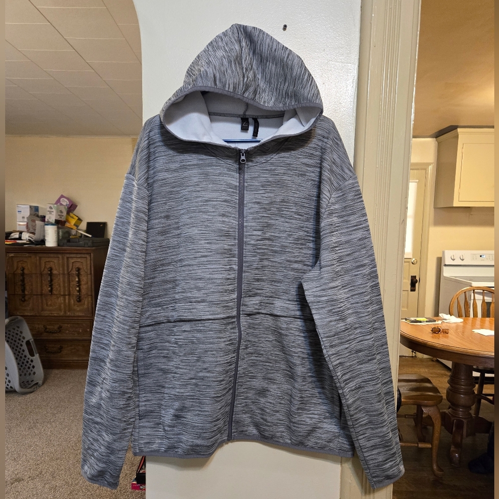 Zella Grey Full Zip Up Athletic Jacket W/ Fleece Inside Sz 2x In Great Condition